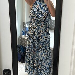 Elliatt Blue and White Patterned Maxi Dress